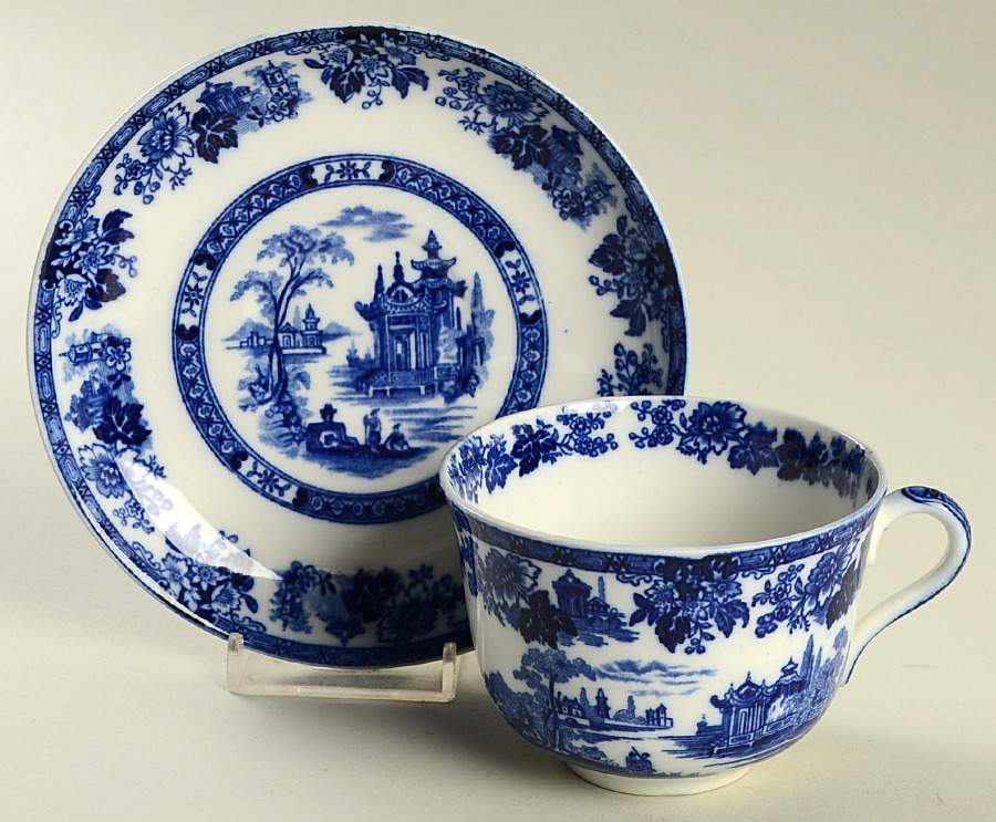 Madras (Transferware, No Trim) Flat Cup & Saucer Set by Royal Doulton-1