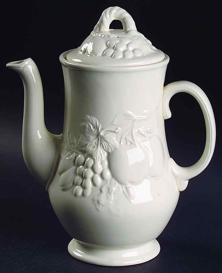 Honey Orchard White Coffee Pot & Lid by Royal Worcester-1