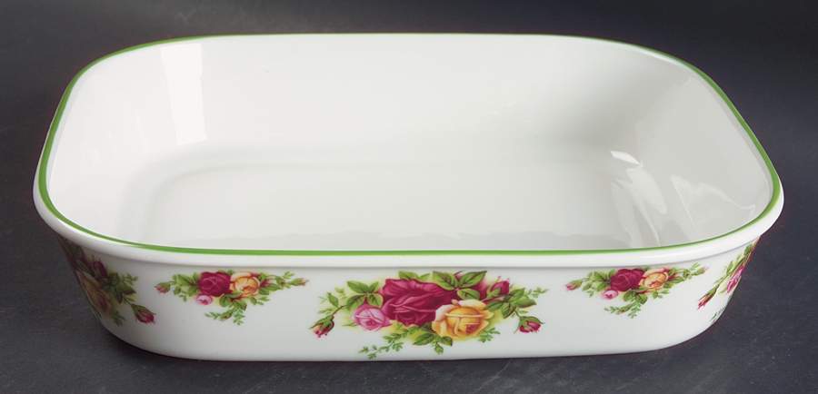Old Country Roses White (Green Trim) 10" Lasagna by Royal Albert-1