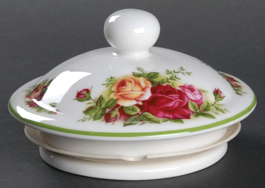 Old Country Roses White (Green Trim) Lid for Medium Canister by Royal Albert-1