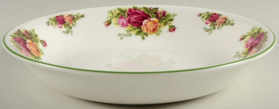 Old Country Roses White (Green Trim) 9" Individual Pasta Bowl by Royal Albert-1