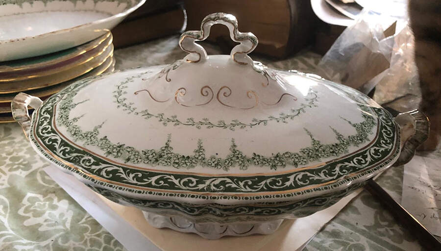 Sefton Blue Green Oval Covered Vegetable by Ridgway (Ridgways)-1