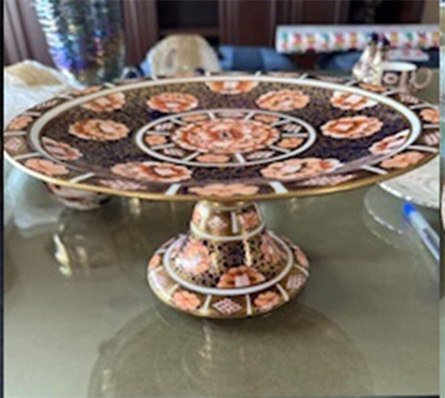 919 9" Diameter Pedestal Cake Stand by Royal Crown Derby-1