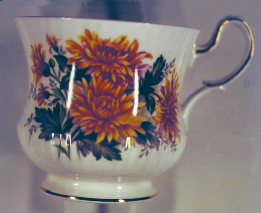 Chrysanthemum (November) Footed Cup by Rosina-Queens-1