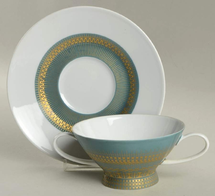 R798 Footed Cream Soup Bowl & Saucer Set by Rosenthal - Continental-1