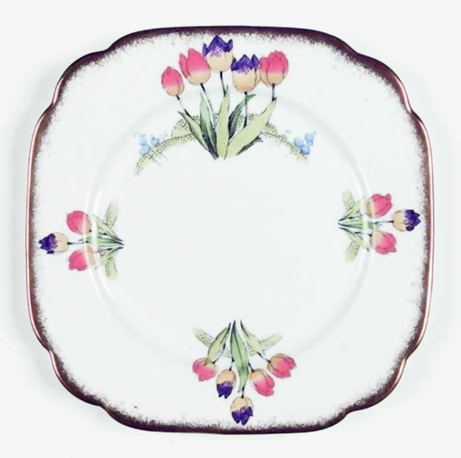 Tulip(Brushed Gold) Square Bread & Butter Plate by Royal Albert-1
