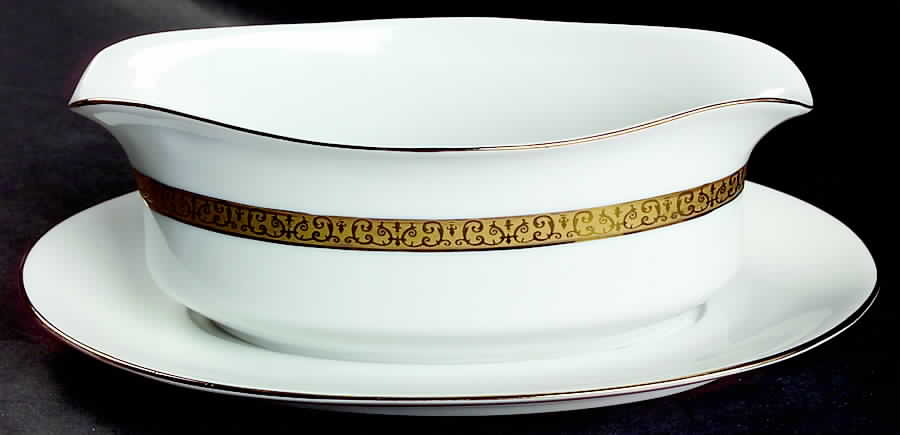 Gold Buffet Gravy Boat with Attached Underplate by Royal Gallery-1