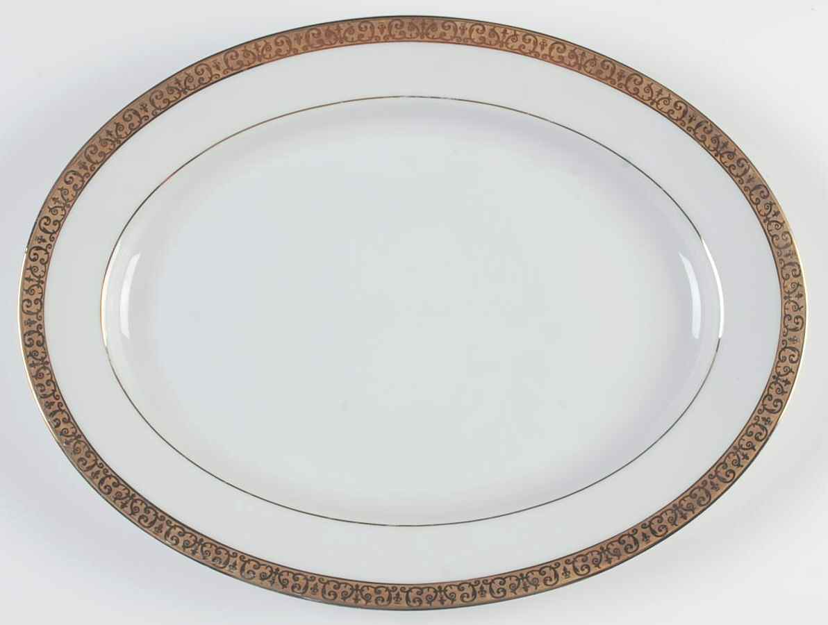 Gold Buffet 13" Oval Serving Platter by Royal Gallery-1