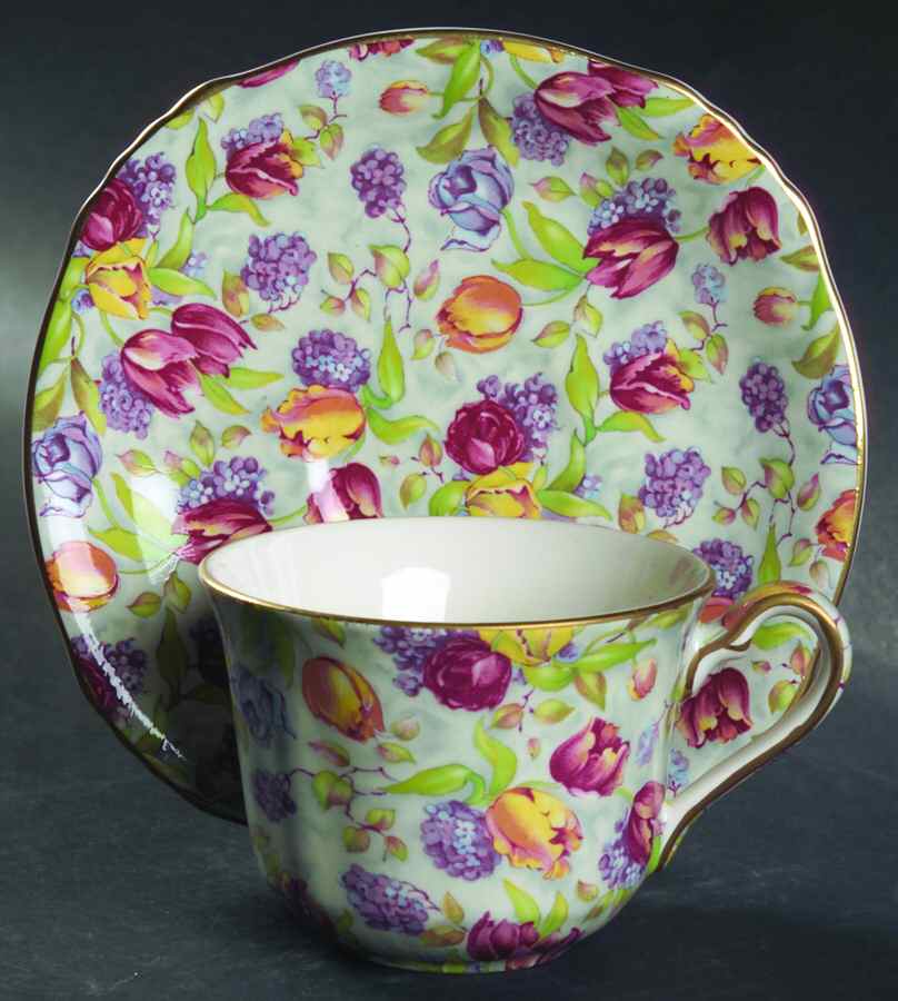 Stratford (Earhenware, Intro 2000) Flat Cup & Saucer Set by Royal Winton-1