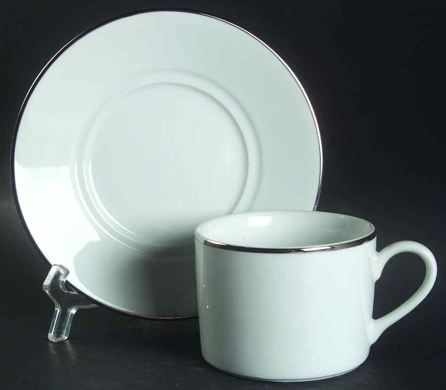 Classic Platinum Flat Cup & Saucer Set by Royal Worcester-1