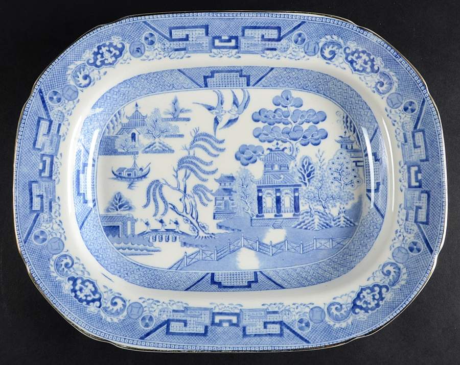 Willow Blue (Older, Diamond, Gt) 13" Oval Serving Platter by Ridgway (Ridgways)-1