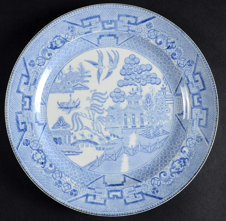 Willow Blue (Older, Diamond, Gt) Luncheon Plate by Ridgway (Ridgways)-1