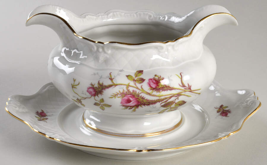 Rose Brier Gravy Boat with Attached Underplate by Royal Heidelberg-1