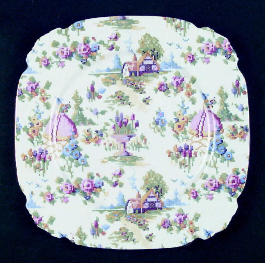 Lady Gay (Square Tab, Gold Trim) Square Salad Plate by Royal Albert-1