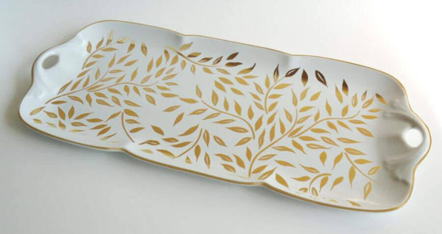 Olivier Gold Oblong Cake Plate by Royal Limoges-1