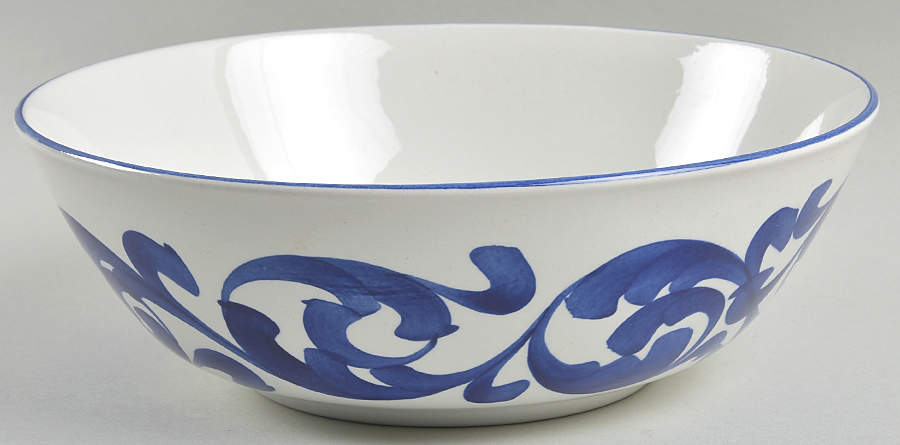 Blue Scroll (Coupe) 9" Round Vegetable Bowl by Royal Cauldon-1