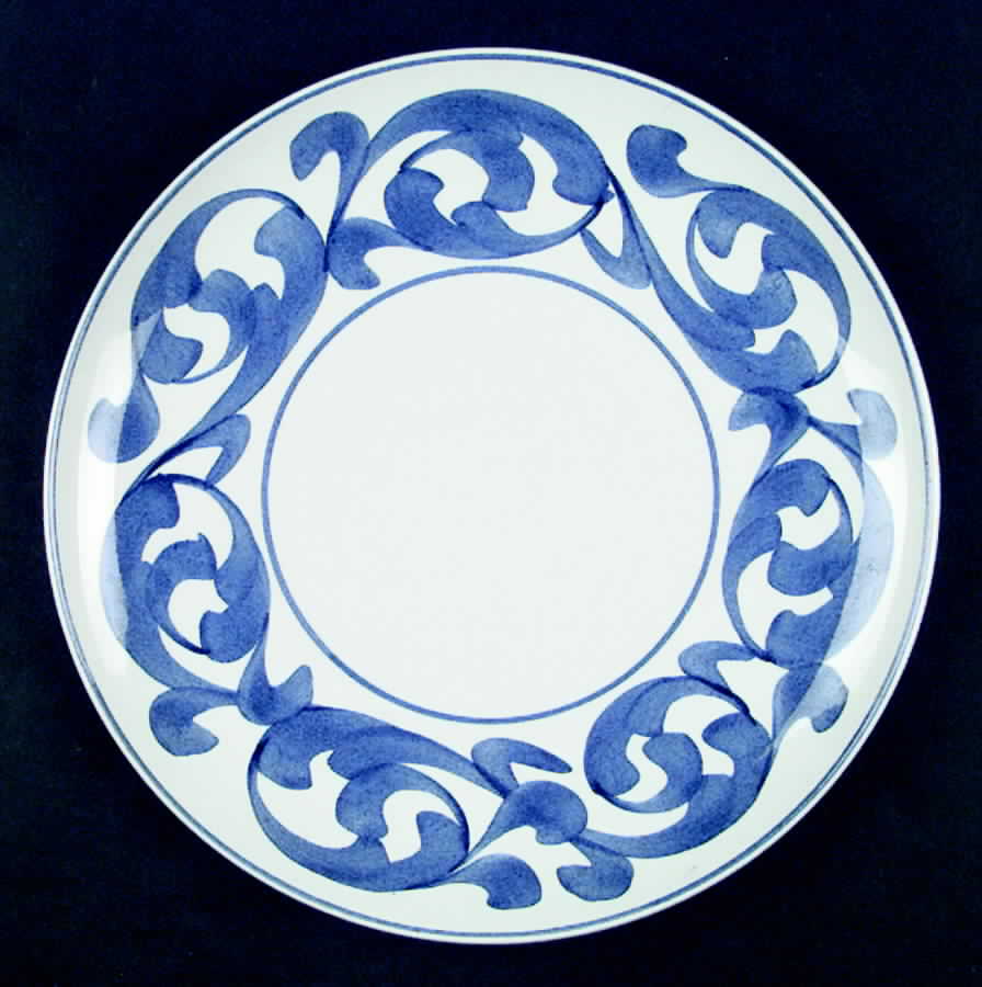 Blue Scroll (Coupe) Luncheon Plate by Royal Cauldon-1