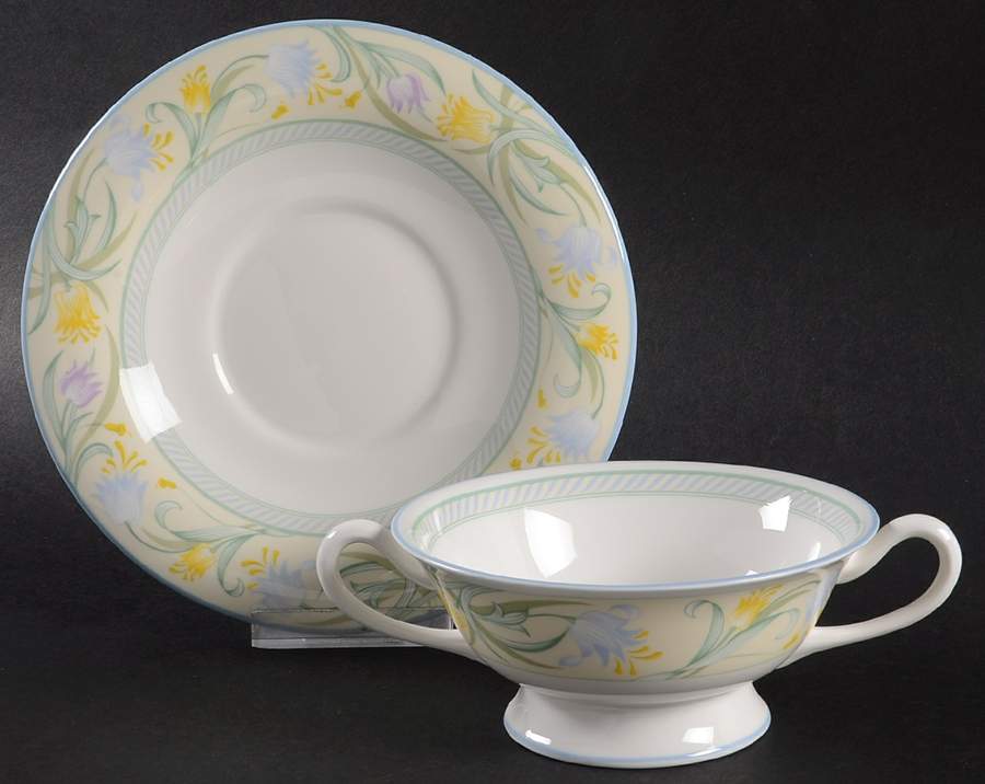 Summerfield Footed Cream Soup Bowl & Saucer Set by Royal Worcester-1