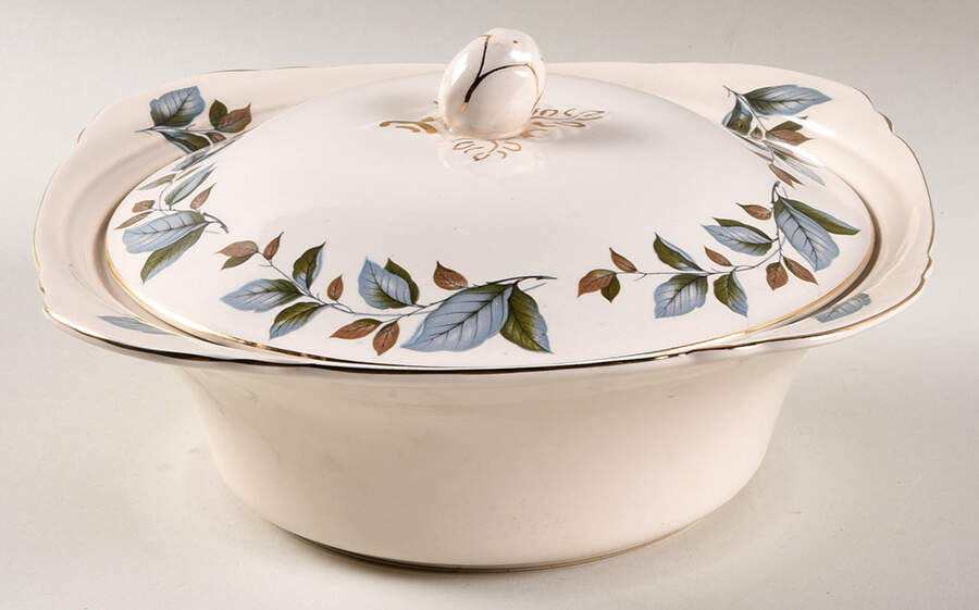 Silver Leaf Round Covered Vegetable by Royal Cauldon-1