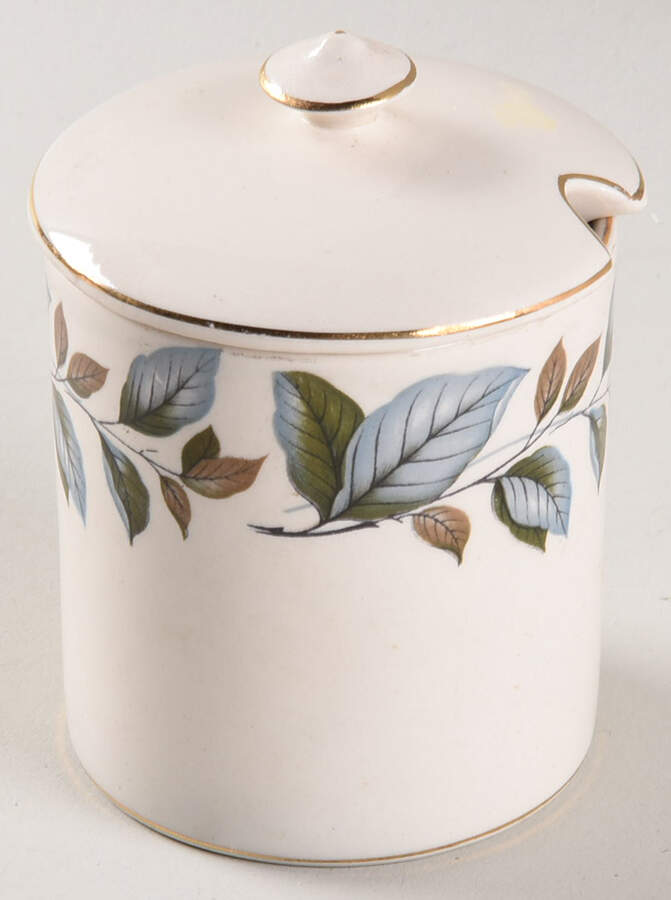 Silver Leaf Jam/Jelly & Lid by Royal Cauldon-1