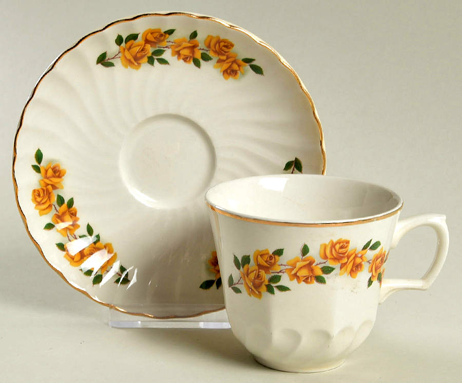 Jewel Rose Flat Cup & Saucer Set by Ridgway (Ridgways)-1