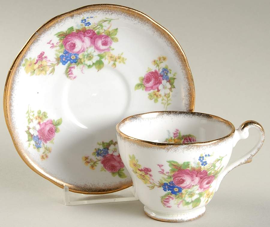 Rose Bouquet Flat Cup & Saucer Set by Royal Standard-1