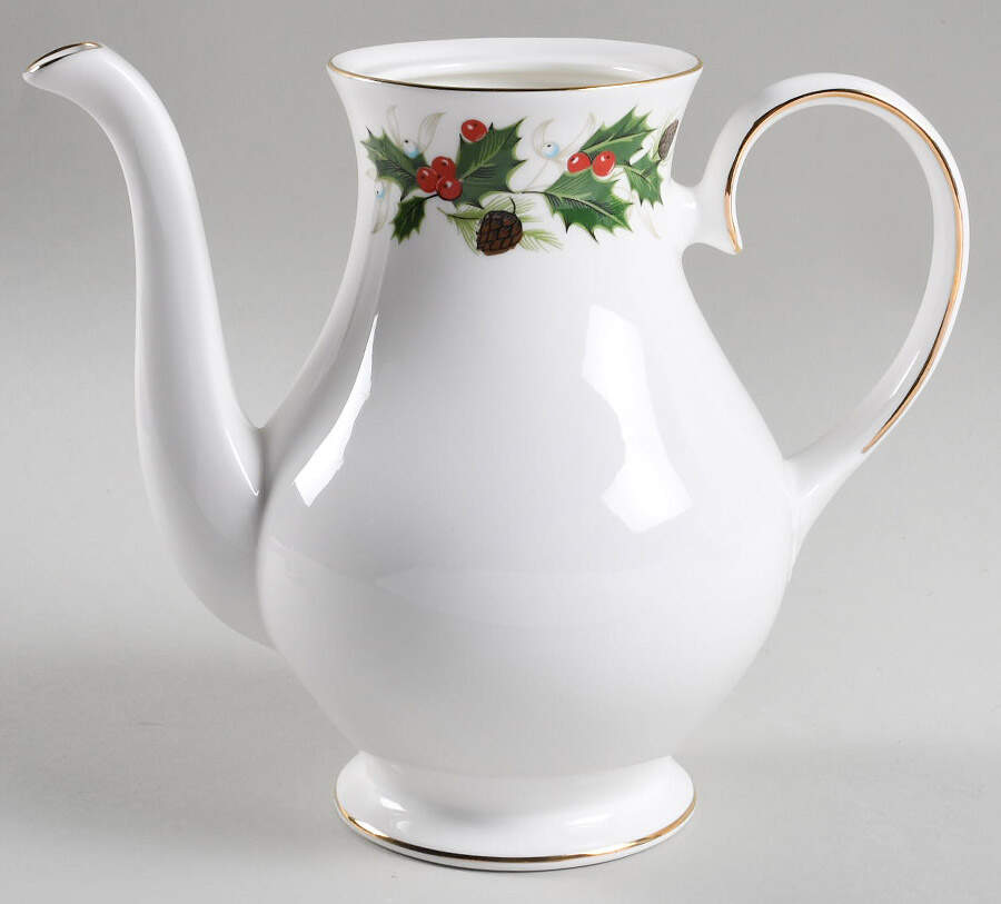 Noel (Holly Backstamp, Scalloped) Coffee Pot No Lid by Royal Grafton-1