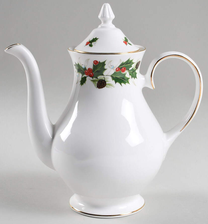 Noel (Holly Backstamp, Scalloped) Coffee Pot & Lid by Royal Grafton-1
