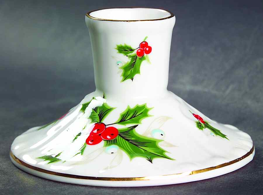Noel (Holly Backstamp, Scalloped) 2" Candlestick by Royal Grafton-1