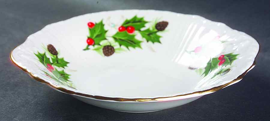 Noel (Holly Backstamp, Scalloped) Bon Bon by Royal Grafton-1