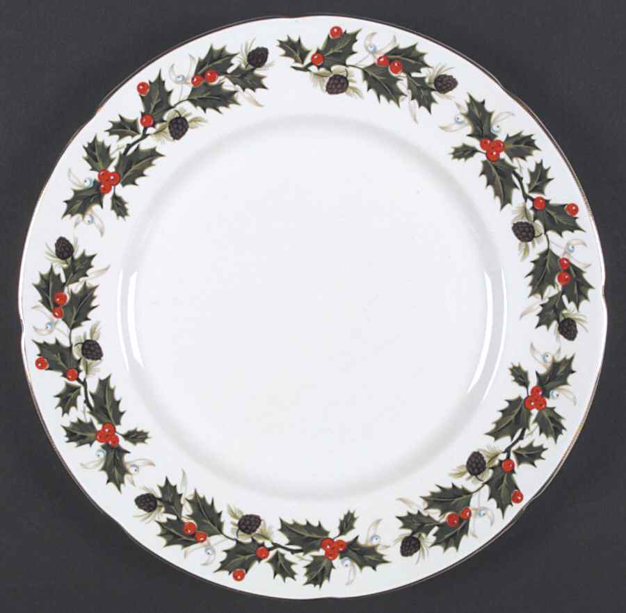 Noel (Holly Backstamp, Scalloped) Dinner Plate by Royal Grafton-1