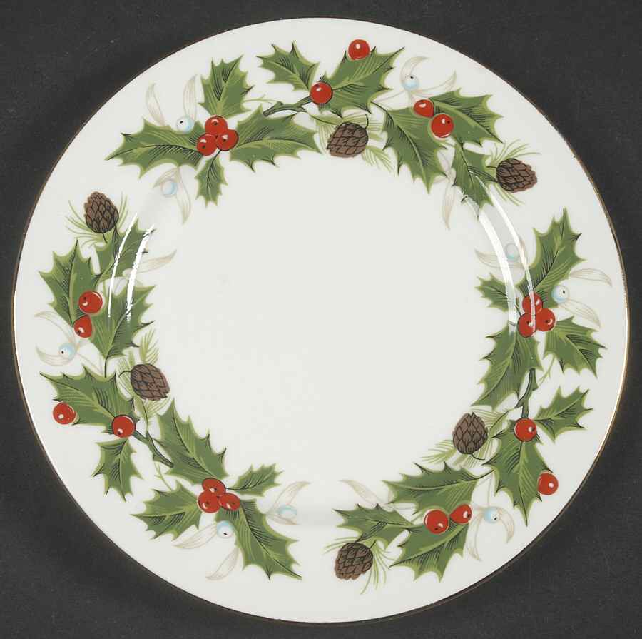 Noel (Holly Backstamp, Scalloped) Bread & Butter Plate by Royal Grafton-1