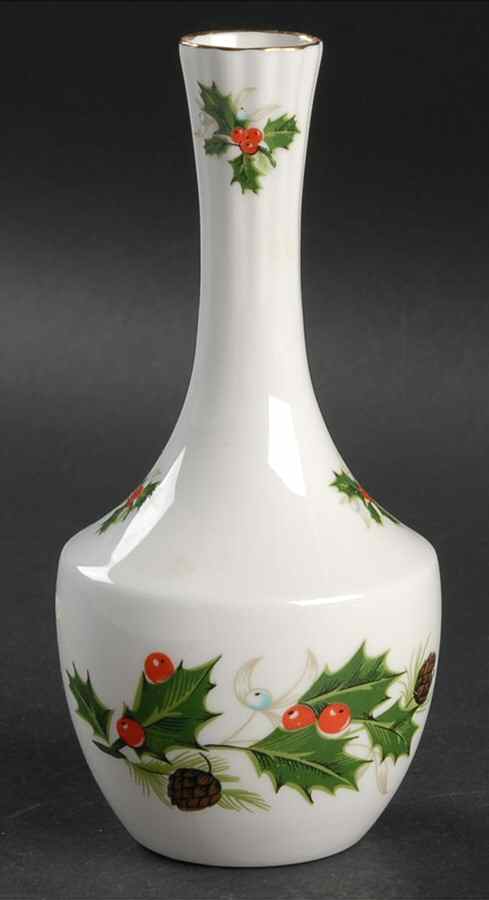 Noel (Holly Backstamp, Scalloped) Bud Vase by Royal Grafton-1