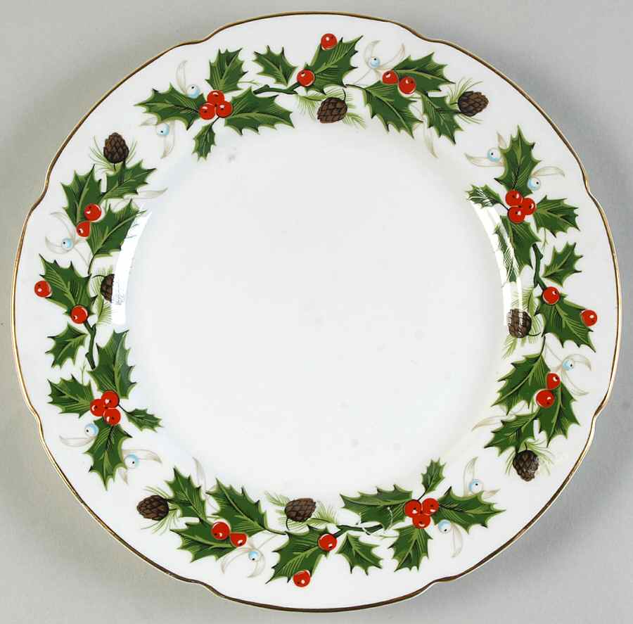 Noel (Holly Backstamp, Scalloped) Salad Plate by Royal Grafton-1