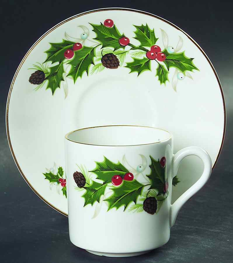Noel  (Crown Backstamp, Smooth) Flat Demitasse Cup & Saucer Set by Royal Grafton-1