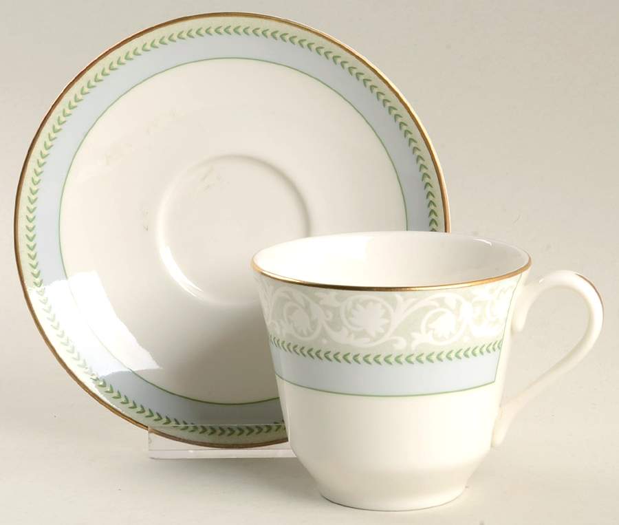 Etienne (Gold Trim) Flat Cup & Saucer Set by Royal Doulton-1