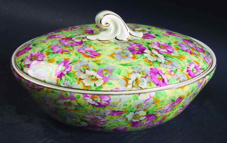 Poppies Small Oval Covered Vegetable by Ridgway (Ridgways)-1