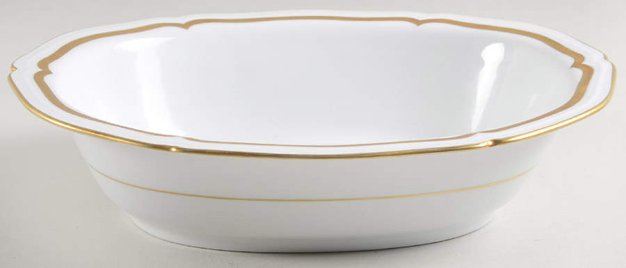 Marie Antoinette Gold on White 9" Oval Vegetable Bowl by Raynaud-1