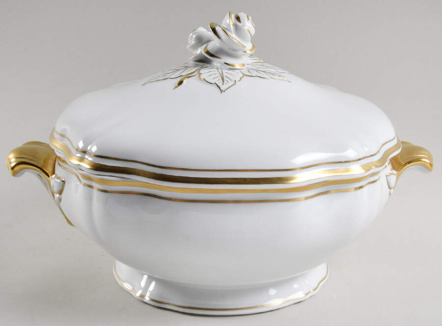 Marie Antoinette Gold on White Tureen &  Lid by Raynaud-1