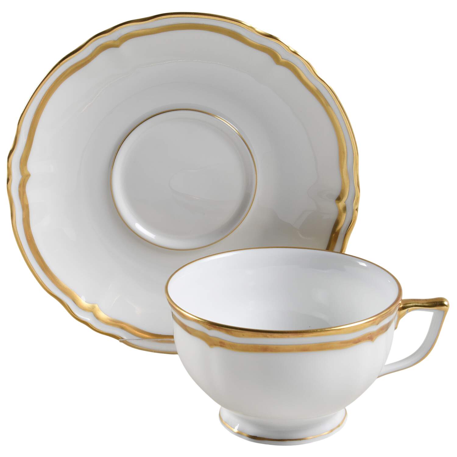 Marie Antoinette Gold on White Footed Cup & Saucer Set by Raynaud-1