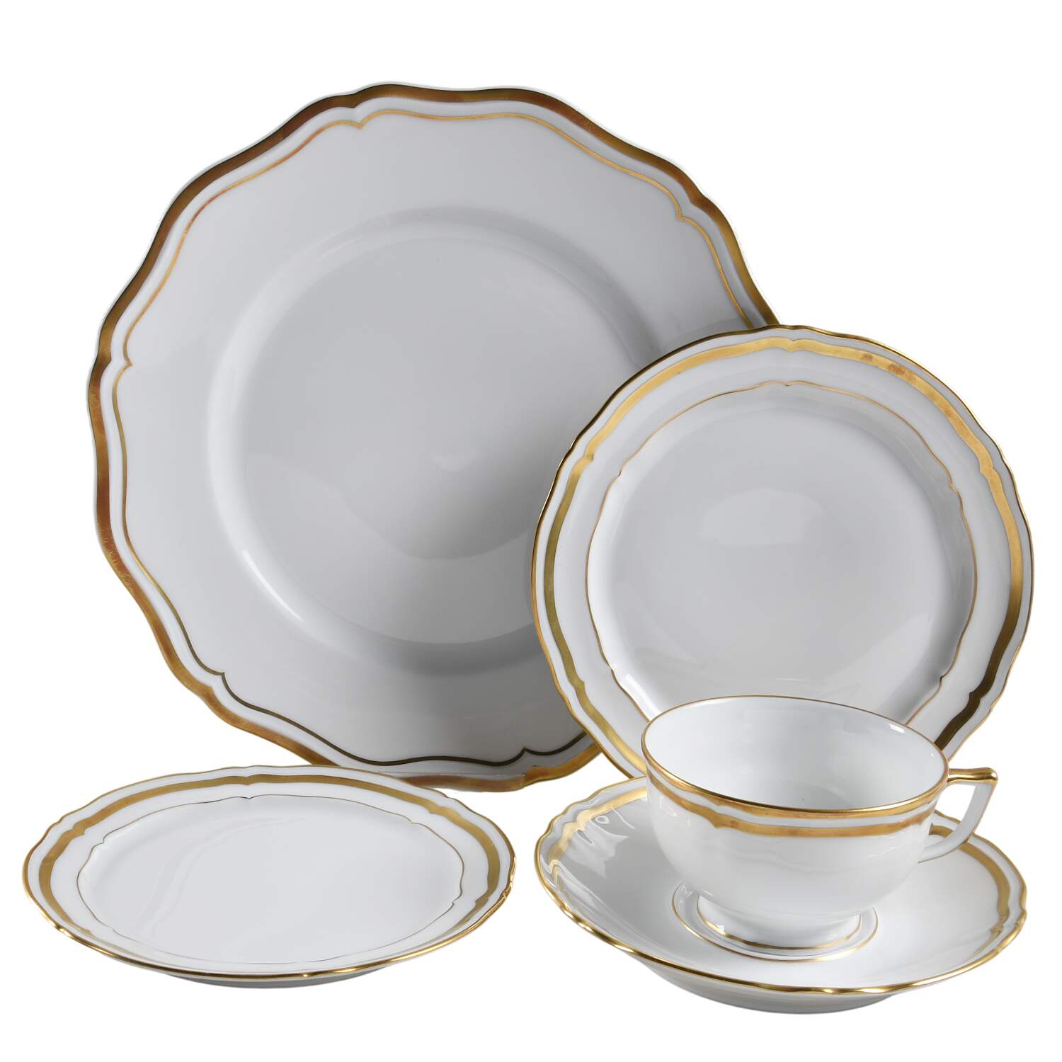 Marie Antoinette Gold on White 40  Piece Estate Set by Raynaud-1