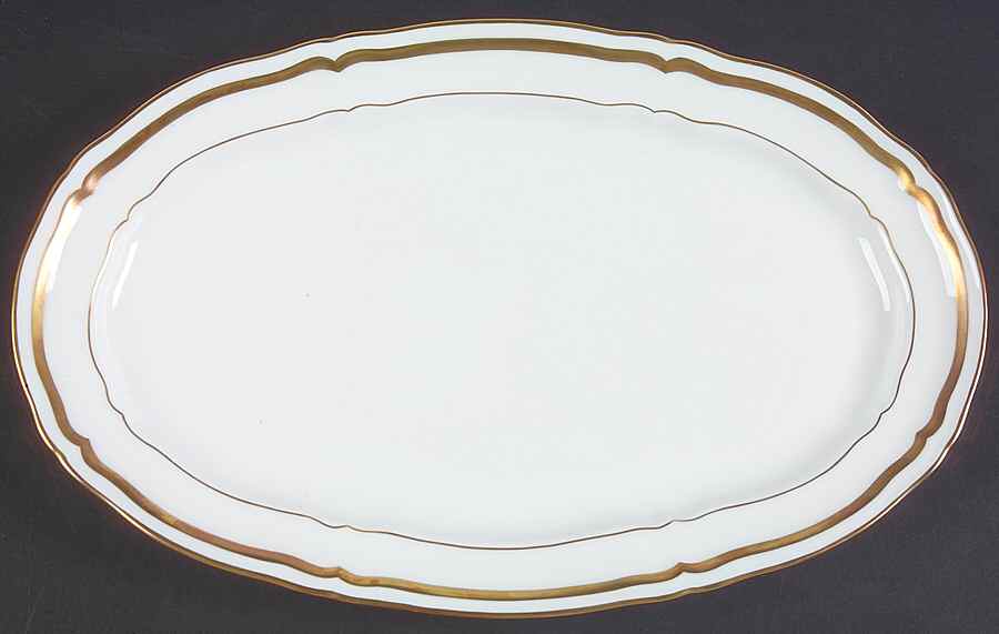 Marie Antoinette Gold on White 14" Oval Serving Platter by Raynaud-1