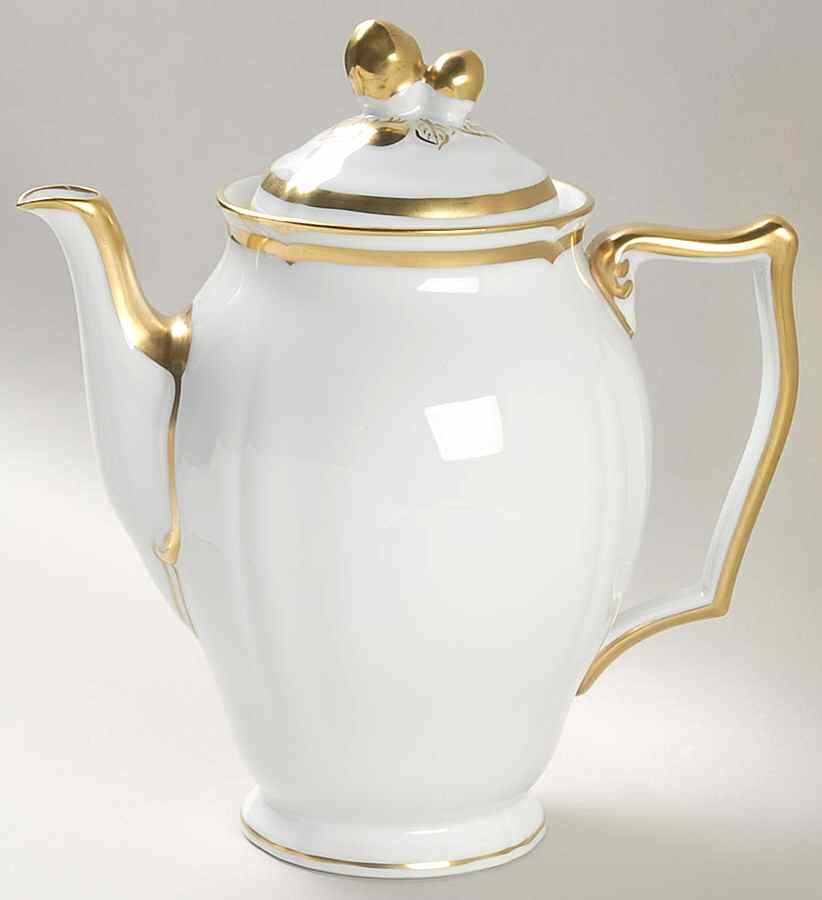 Marie Antoinette Gold on White Coffee Pot & Lid by Raynaud-1