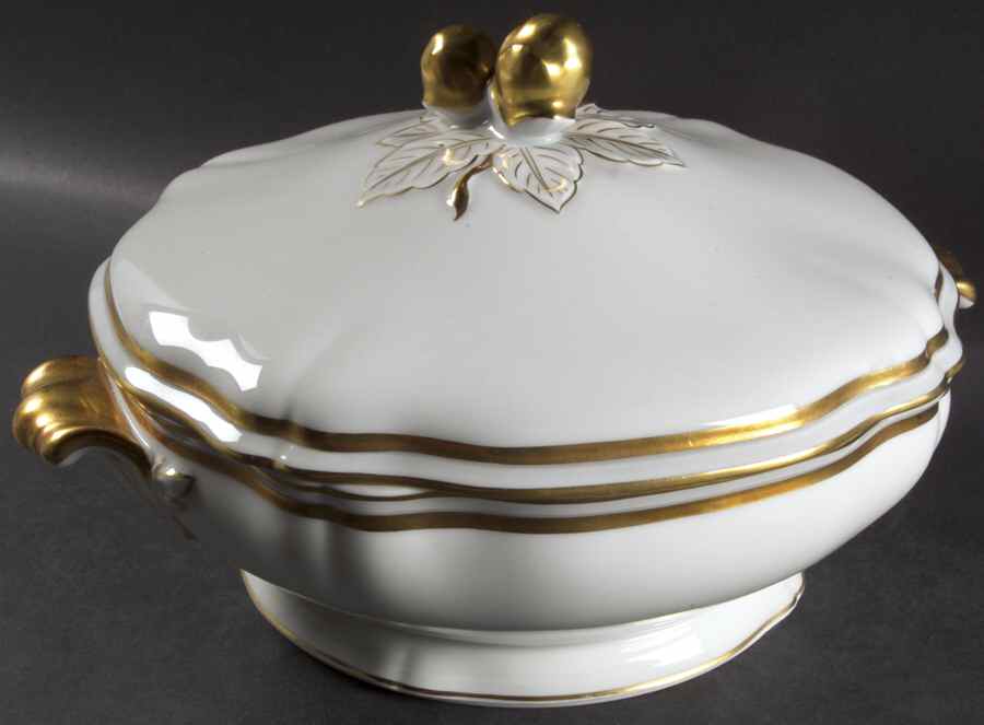 Marie Antoinette Gold on White Round Covered Vegetable by Raynaud-1