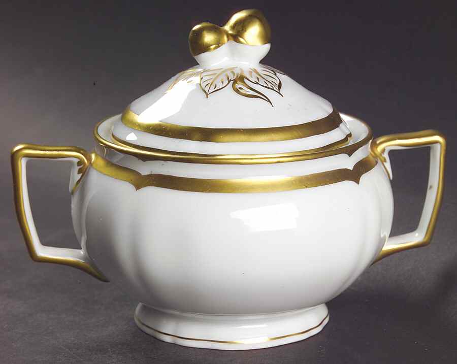 Marie Antoinette Gold on White Sugar Bowl & Lid by Raynaud-1