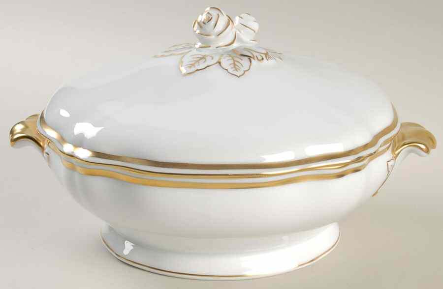 Marie Antoinette Gold on White Round Covered Vegetable by Raynaud-1