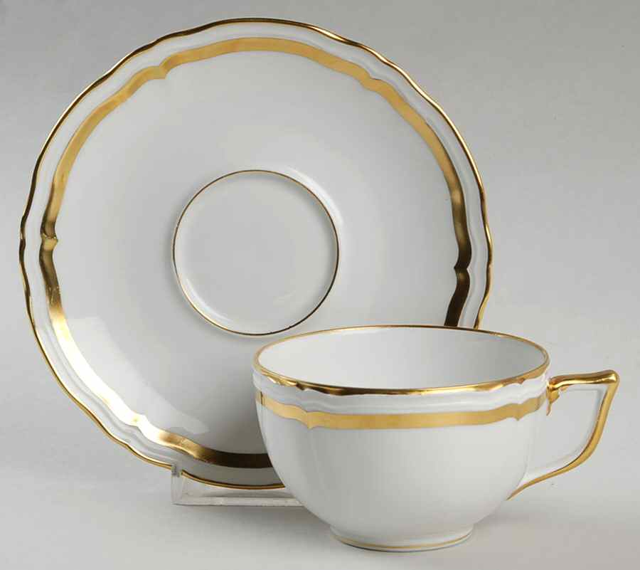 Marie Antoinette Gold on White Flat Cup & Saucer Set by Raynaud-1