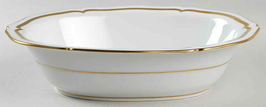Marie Antoinette Gold on White 10" Oval Vegetable Bowl by Raynaud-1