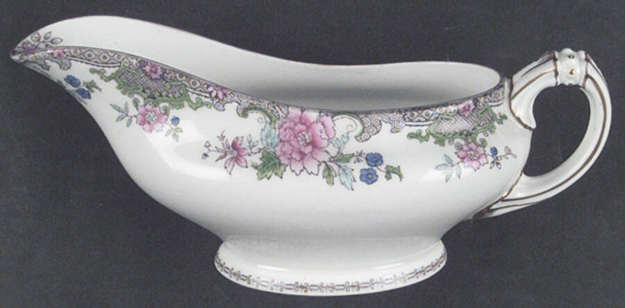 Temple Pink Gray Gravy Boat by Royal Doulton-1