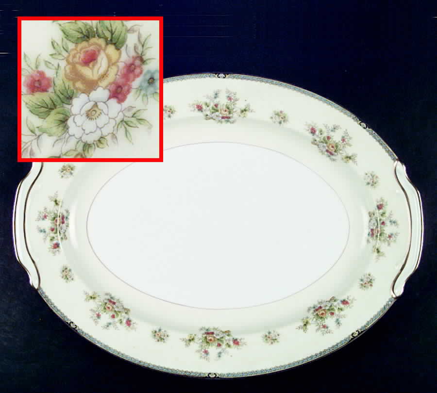 RO66 16" Oval Serving Platter by Rose (Japan)-1